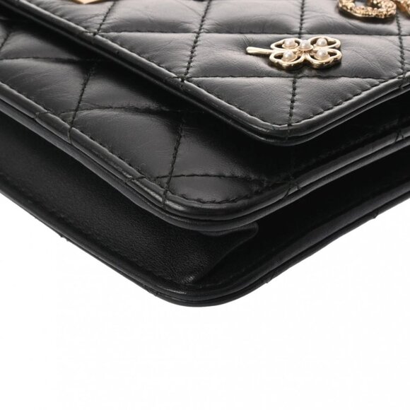 CHANEL 2.55 Matelasse Embroidered Chain Wallet Black/Noir - Picture 4 of 12